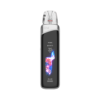 Metallic charcoal CALIBURN G4 PRO pod system showcasing the large OLED display and integrated adjustment buttons.